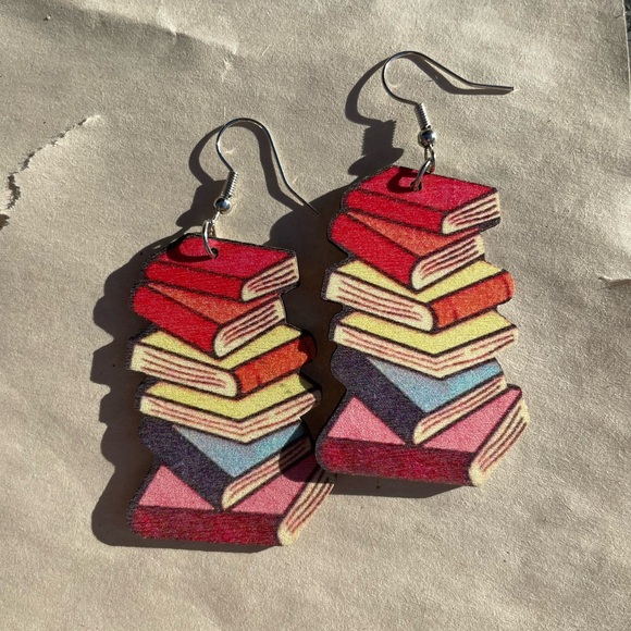 Dangling earrings book lovers bookeorms teacher’s day graduation gift - Picture 2 of 7